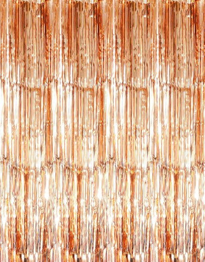 GOER 3.2 ft x 9.8 ft Metallic Tinsel Foil Fringe Curtains Party Photo Backdrop Party Streamers for Birthday,Graduation,New Year Eve Party Decorations Wedding Decor (3 Packs,Champagne Gold)