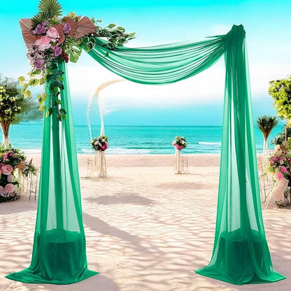 MDS Halloween Chiffon Draping Fabric - 1 Panel, 30" Wide x 20ft Long - Sheer Spooky Arbor & Canopy Drapery for Haunted House Backdrops, Party Ceilings, DIY Costumes & Themed Events - Emerald Green