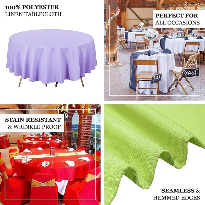 Efavormart Round Tablecloth, 90 Inch Stain & Wrinkle Resistant Washable Table Cloth, Decorative Polyester Fabric Table Cover for Banquet, Wedding, Dining- Purple