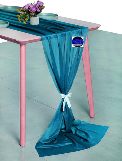 MDS Halloween Chiffon Table Runner - 25 Pack, 29 x 170 Inches, 14ft Each - Sheer Spooky Table Runners for Haunted House Parties, Trick-or-Treat Tables, Witchy Décor, Wedding & Events - Dark Teal