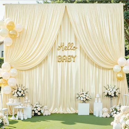 10x10 ft Champagne Glitter Backdrop Curtain for Parties, Wrinkle Free Glitter Photo Backdrop Drapes 2 Panels 5x10FT Shimmer Back Drop Cloth for Wedding Birthday Stage Photography Background Decor