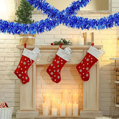 72 Feet Christmas Tinsel Garland Shiny Metallic Tinsel Twist Garland Streamers Ornaments Long Glitter Christmas Tree Hanging Decorations for Party Holiday Wedding Birthday Tree Wall Rail (Blue)