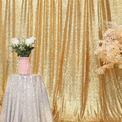 Eternal Beauty Gold Sequin Backdrop, 8x10 Ft Glitter Background Curtains for Shimmer Photography Party Wedding Birthday Back Drop Decor