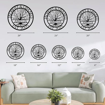 Custom Tree Of Life Metal Signs Wall Art, Personalized Family Last Name Outdoor Metal Signs, Wedding Gifts For Couple, Name Sign Customized Christmas Valentine's Day Housewarming Gifts