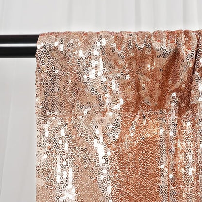 SquarePie Sequin Backdrop Curtain Not See Through Thick Glitter Background for Party 8FT x 10FT Rose Gold
