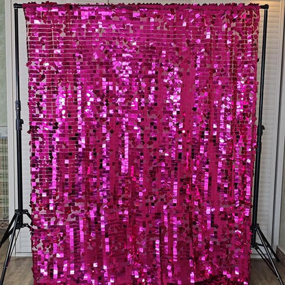 Hot Pink Square Sequin Backdrop 8ft * 8ft 1 Panel, Shimmer Wall Backdrop Photobooth Props for Wedding, Anniversary, Birthday, Party Decorations