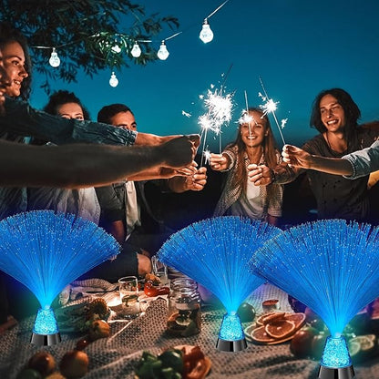 Patelai 10 Pcs LED Fiber Optic Lamp Color Changing Fiber Optic Night Light with Multicolor Glow Decorative Table Centerpiece for Sensory Bedroom Halloween Party Holiday Decorations (Novel,Blue)