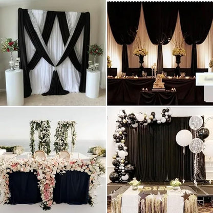 4 Panels Wedding Arch Draping Fabric 28 x 20Ft Chiffon Wedding Arch Drapes Chiffon Fabric Drape Sheer Backdrop Curtain for Weddings Party Ceremony Birthday Reception Swag Backdrop Ceiling Décor(Black)