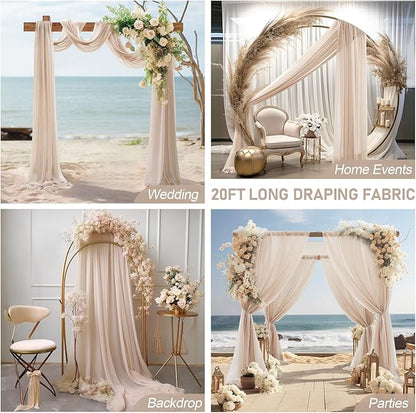 30" x 20Ft Wedding Arch Draping Fabric, 1 Panel Dark Champagne Sheer Curtain Drapes Extra Wide & Long Backdrop Curtains for Wedding Arch Ceremony Birthday Party Decorations