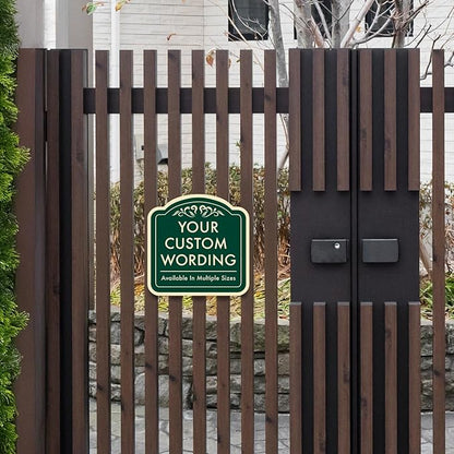 Custom Decorative Outdoor Metal Sign - Personalized Aluminum Driveway Sign, Waterproof, Made In USA - Design 1 Forest Green 18x18 In
