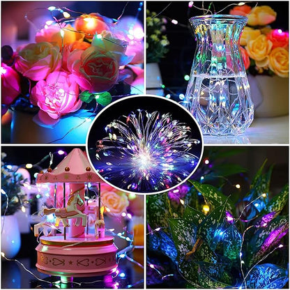 ZGWJ 12 Pack Fairy Lights Battery Operated, 7ft 20 Mini LED Fairy String Lights Silver Wire 3 Modes for DIY, Parties, Wedding, Bedroom, Halloween Christmas Decoration Colorful and Blue