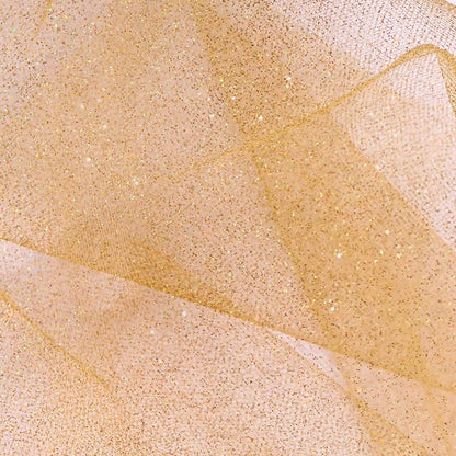 Sparkling Tulle Rolls, 15” by 30 Yards (90FT) Glitter Tulle Spool Ribbon Fabric for Wedding Birthday Bridal Shower Tutu Skirt Party Gift Wrapping (Gold)