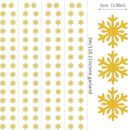Snowflake-Snow Gold Christmas Party-Decoration Garland - 52ft Winter Wonderland Frozen Ornaments Hanging Paper Streamers,New Years Birthday Baby Shower Bachelorette Wedding Ceiling Decor Hugfond