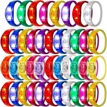 100 Pcs LED Bracelets Sound Activated with Flashing LED Strobe Music Control Light Up Bracelets for Rave, Game Prizes, Birthday Party Favor,Valentine's Day gift