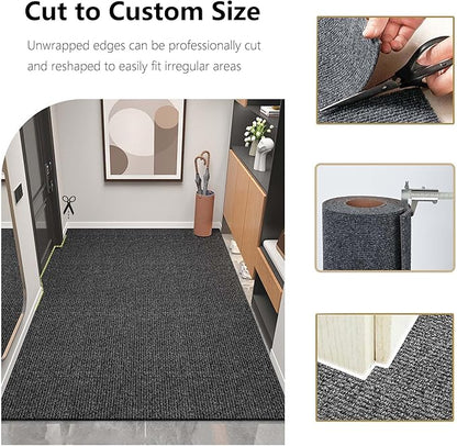 jxgzyy Runner Rugs 3 x 10 ft, Non Slip Entrance Doormat, 0.25” Thickness Indoor Outdoor Carpet Runner with Rubber Backing, Waterproof Custom Size Heavy Duty Floor Mat for Hallway Laundry Patio