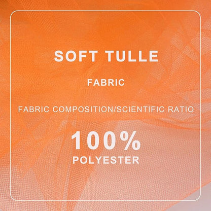 Orange Tulle Fabric Roll Spool Bolt (54 Inch by 40 Yards) Large Tulle Wedding Party Decoration, Tutu Skirt, Table Runner, Gift Wrapping, Bridal Shower, Soft & Drape (Orange)