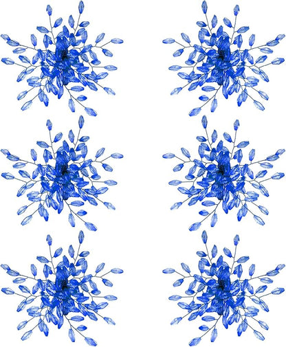 Napkin Rings Set of 6 for Dining Table Decoration Parties Everyday Metal Napkin Holder Leaf Blue (Pack of 6)