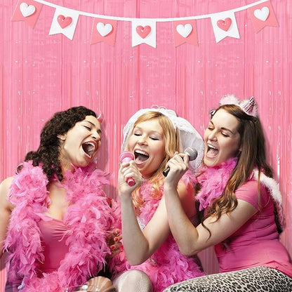 5 Pack Pink Tinsel Curtain Party Backdrop Foil Fringe Light Pink Halloween Baby Shower Valentines Wedding Birthday Decorations for Women