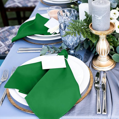 ANECO 12 Pieces Satin Napkins Soft Dinner Napkins Square Table Napkins 17 x 17 Inches for Restaurant Weddings Party Dinner Decoration(Forest Green)