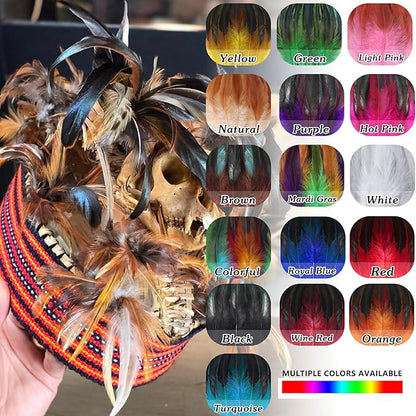 SOGUGOM Green Rooster Tail Feathers - 200 pcs 5-7 inch Natural Rooster Tail Feathers Bulk for Mardi Gras, Costume and Party(Green)