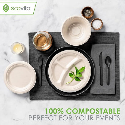 100% Compostable Paper Bowls [16 oz.] – 150 Disposable Bowls Eco Friendly Sturdy Tree Free Liquid and Heat Resistant Alternative to Plastic or Paper Bowls