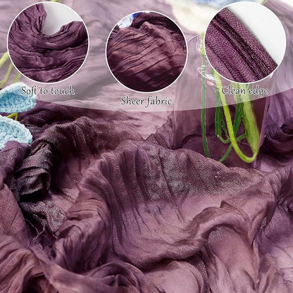 Cheesecloth Table Runner 10FT (35x120 Inch) - 10 Pack Dusty Purple Boho Gauze Fabric Cheese Cloth Table Runner Rustic Sheer Table Runners Cheesecloth for Wedding, Bridal Shower, Birthday Party Decor