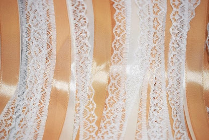 Kingsnow 100 Pieces Champagne Ribbon Wedding Wands Send Off Idea Ceremony Exit Ribbon Wedding Favor with Lace and Bell, Wedding Party Ribbon Streamers Fairy Wands Ribbon Bridal Wands