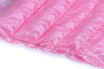 MDS Pack of 25 Wedding 12 x 108 inches Lace Table Runner for Wedding, Decorations for Birthday Parties, Banquets, Graduations, Engagements, and Runners fit Rectangle, Round Table- Pink