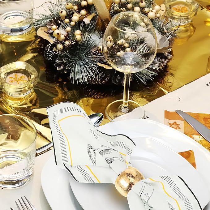 Lallisa 100 Pcs Gold Napkin Rings Metal Napkin Ring Holders for Cloth Table Decorations for Wedding Anniversary Birthday Dinners Party of Table Setting (Classic)