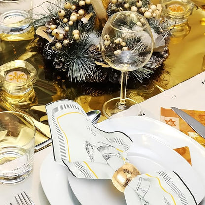 Lallisa 100 Pcs Gold Napkin Rings Metal Napkin Ring Holders for Cloth Table Decorations for Wedding Anniversary Birthday Dinners Party of Table Setting (Classic)