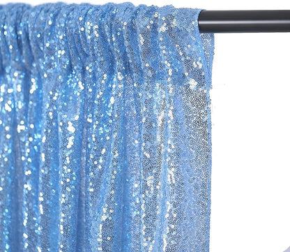 Baby Blue Sequin Backdrop 2 Panels 2FTx8FT Party Backdrop Curtains Glitter Birthday Bridal Curtains Sparkle Photo Backdrop