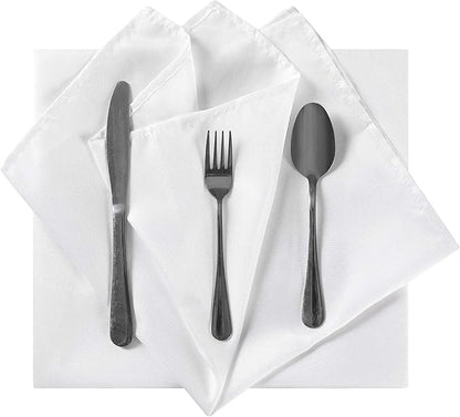 Cloth Napkins 20x20 inch Washable Polyester Dinner Napkins Soft Table Napkins for Wedding Party Dining Banquet(White,25PCS)