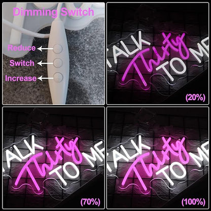 Talk Thirty To Me Neon Sign Dimmable 30th Birthday Neon Light Party Words Neon Signs For Wall Decor Led Pink White Light Signs For Bedroom Home Bar Birthday Gift For Girls USB Sign