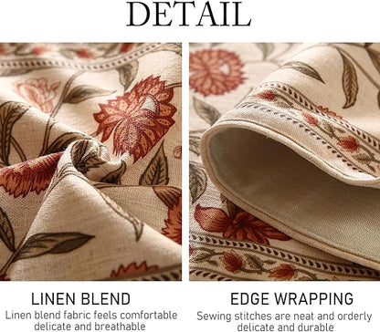 ISAENNE Designer Elegant Linen Table Runner 87 Inches Long,Vintage Orange Floral Pattern Table Runners for Dining Tables,Kitchen Decor,Thanksgiving,Christmas,Banquet,12"*87"-Alvarado A