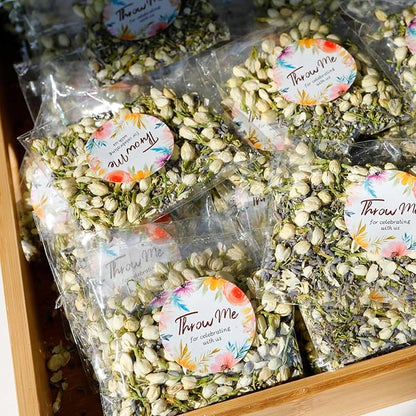 Oning 50 Pack Biodegradable Real Flower Petals Confetti, Wedding Flower Confetti with Jasmine & Lavender Petals for Flower Girls to Throw Making Handmade Candle Sachets, Bridal Shower Decor