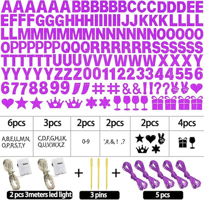 DIY Customizable Banner Letter Banners Party Supplies for Mermaid Party（Glitter Purple）