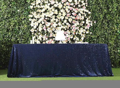 SquarePie Sequin Tablecloth Rectangular 60 x 102 Inch Navy Blue Sparkly Table Linen for Wedding Party