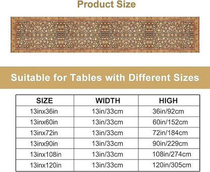 Vintage Boho Floral Table Runner, Rustic Country Farmhouse Orange Yellow Black Retro Flower Pattern for Home Kitchen Table Decor Dining Coffee Room Party Decor 13x60in