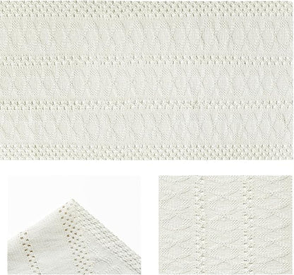 Artoid Mode Beige Farmhouse Woven Rustic Hollow Table Runner, Seasonal Holiday Hollow Kitchen Dining Table Decoration for Home Party Decor 12x90 Inch