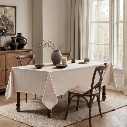 MIULEE Natural Linen Tablecloth 60x84 Inch Rectangle Table Cloth Waterproof,Stain Resistant & Wrinkle Resistant for Dining Party Wedding