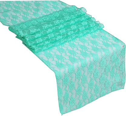 MDS Pack of 12 Wedding 12 x 108 inches Satin Table Runner for Wedding, Decorations for Birthday Parties, Banquets, Graduations, Engagements, Runners fit Rectangle, Round Table- Mint