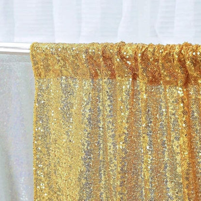 Poise3EHome Gold Sequin Backdrop Curtain 2 Panels 2ft x 8ft Gold Sequin Backdrop for Party Decoration