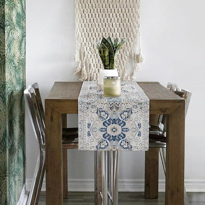 Snycler Table Runner Boho Table Runners Vintage Elegant Farmhouse Table Center Linen Decor for Home Dining Party Entrance (13x48 Inch) Boho-White