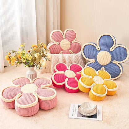 Flower Shaped Floor Cushion, Soft Decorative Throw Pillow, Cute Seating Cushion, Plush Pillows for Sofa Couch Bed (17.7 Inch, Yellow)
