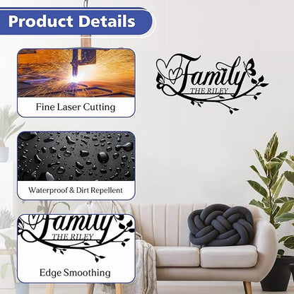Personalized Family Last Name Signs, Custom Signs Outdoor Metal, Monogram Metal Sign Wall Art For Home Outside Decor, Name Sign Customized Wedding Christmas Housewarming Gifts For Women Men