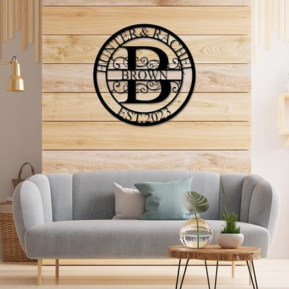 Custom Metal Sign - Family Name Sign - Personalized Metal Signs for Outdoor - Split Letter Monogram Wall Decor - Metal Wall Art - Wedding Gift for Couples