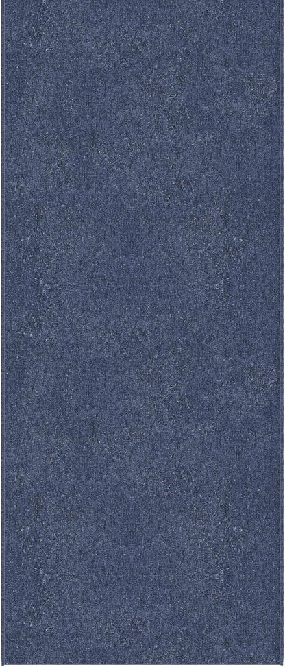 Ottomanson 2' x 14' Ultra-Thin Hallway Runner Rug - Durable Non-Slip Carpet for High-Traffic Areas - Fits Under Doors for Seamless Entry - Ideal for Kitchen, Entryway, Bedroom & Living Room, Navy