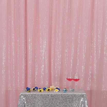 Poise3EHome Pink Sequin Backdrop, 10Ft x 10Ft Glitter Photography Background Curtains for Party Baby Shower Wedding Birthday Christmas Thanksgiving Halloween Decoration