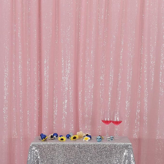 Poise3EHome Pink Sequin Backdrop, 10Ft x 10Ft Glitter Photography Background Curtains for Party Baby Shower Wedding Birthday Christmas Thanksgiving Halloween Decoration
