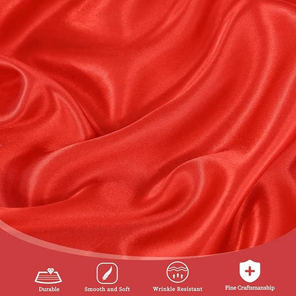 fani 6 Pack 108 Inch Red Satin Tablecloth - Premium Bright Silky Round Tablecloth Overlay Smooth Fabric Table Cover, Table Decoration for Wedding Party Banquet Events Restaurant Kitchen Dining